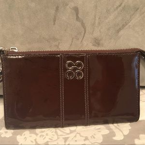 Coach Patent Leather Wristlet in Burgandy